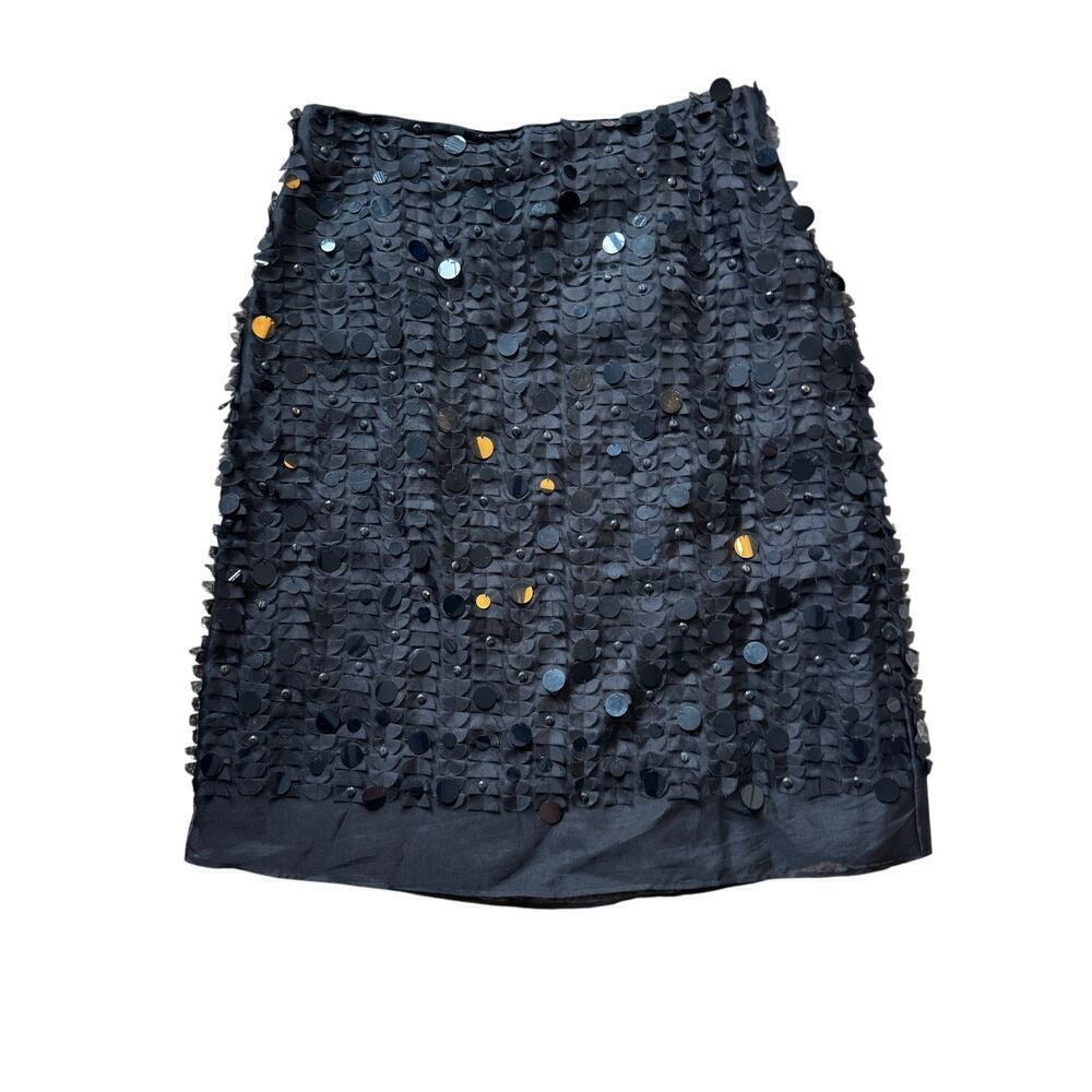DANA BUCHMAN 100%  Silk Skirt, size 12; Black with Sequins
